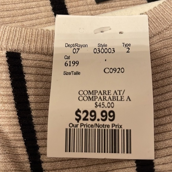 Beige and Black Striped Sweater - super soft - Picture 6 of 6